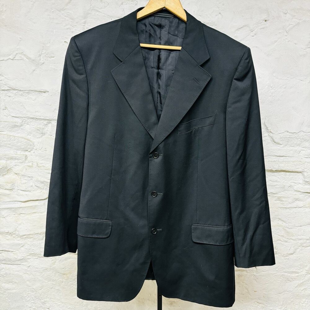 Vtg Valentino Boutique Wool Black 3 Button Blazer Suit Jacket EU Size 56 US 44